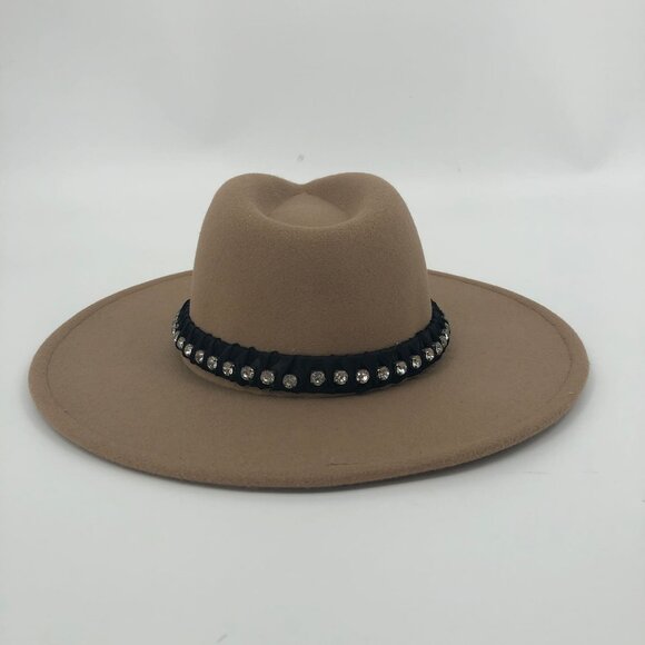 Glitzy Bella Tan Wool Cowboy Hat | Perfect for All Seasons display picture 1